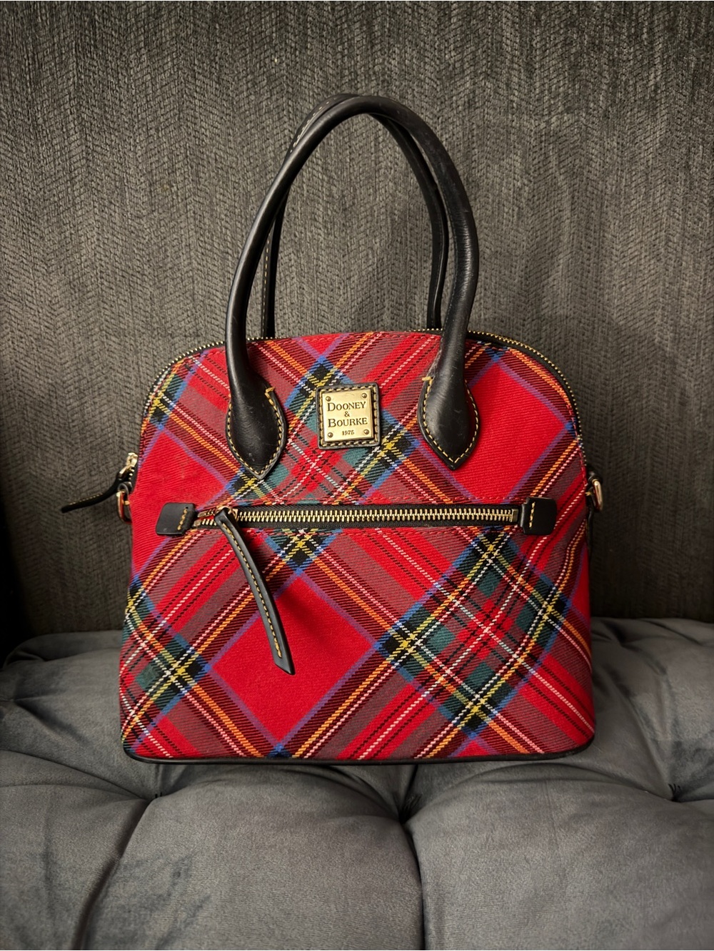 Dooney & Bourke Red Tartan Plaid Satchel Bag